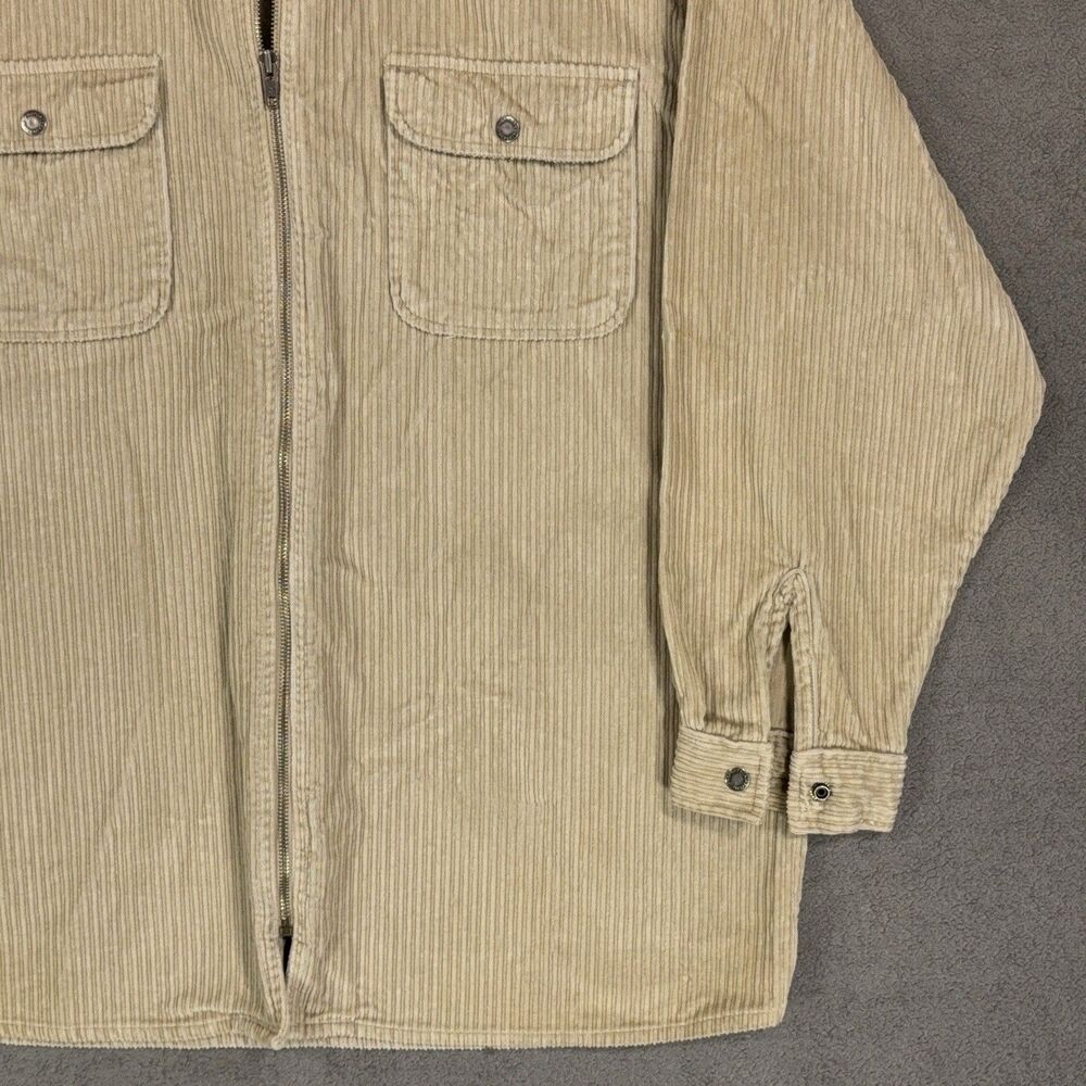 Property Mens Corduroy Zip Up Shirt Jacket Tan Beige Workwear XL Tall XLT Cotton - Picture 4 of 10